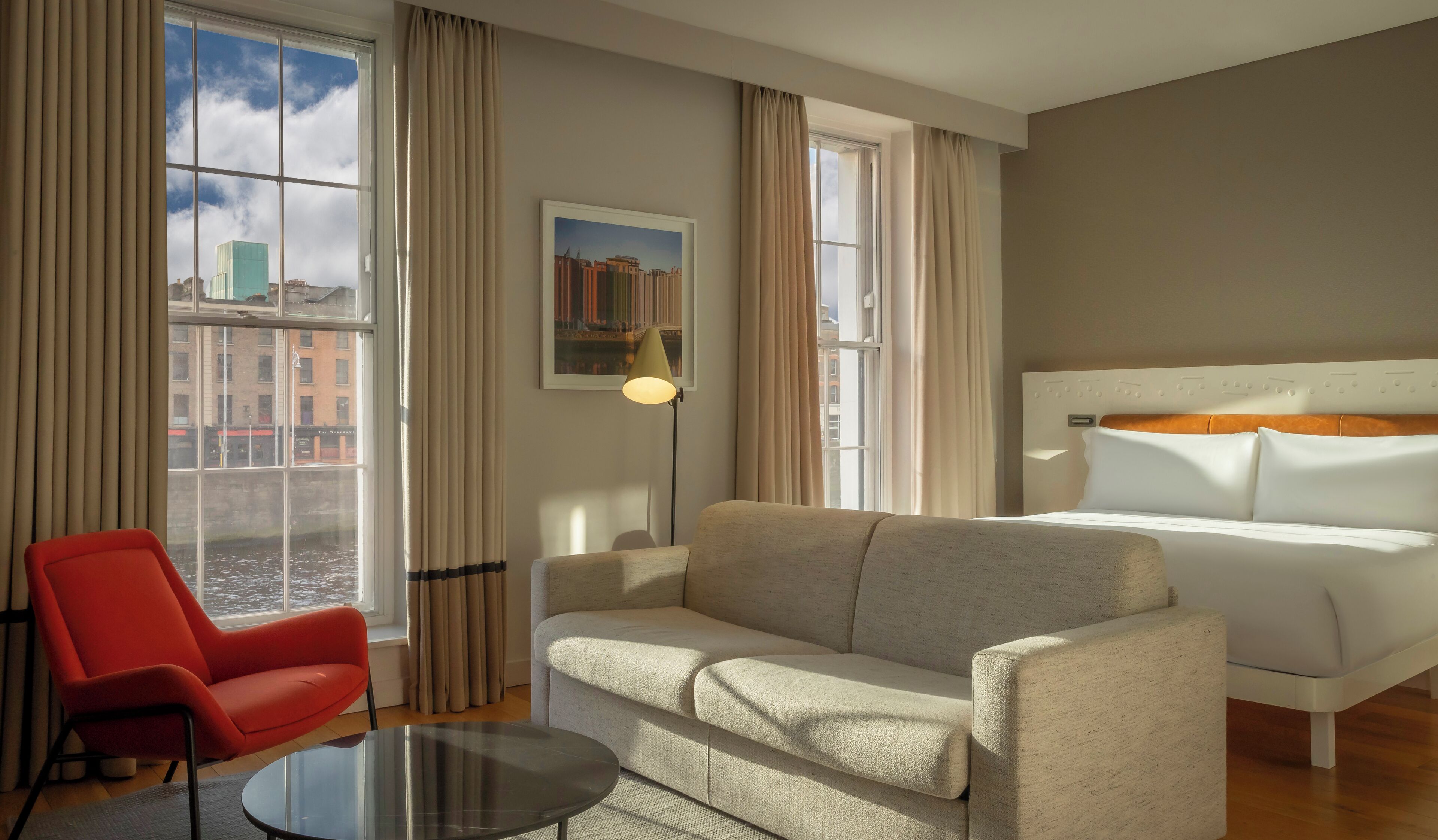 Junior Suite, 1 King Bed - River View | Hypo-allergenic bedding, in-room safe, desk, laptop workspace