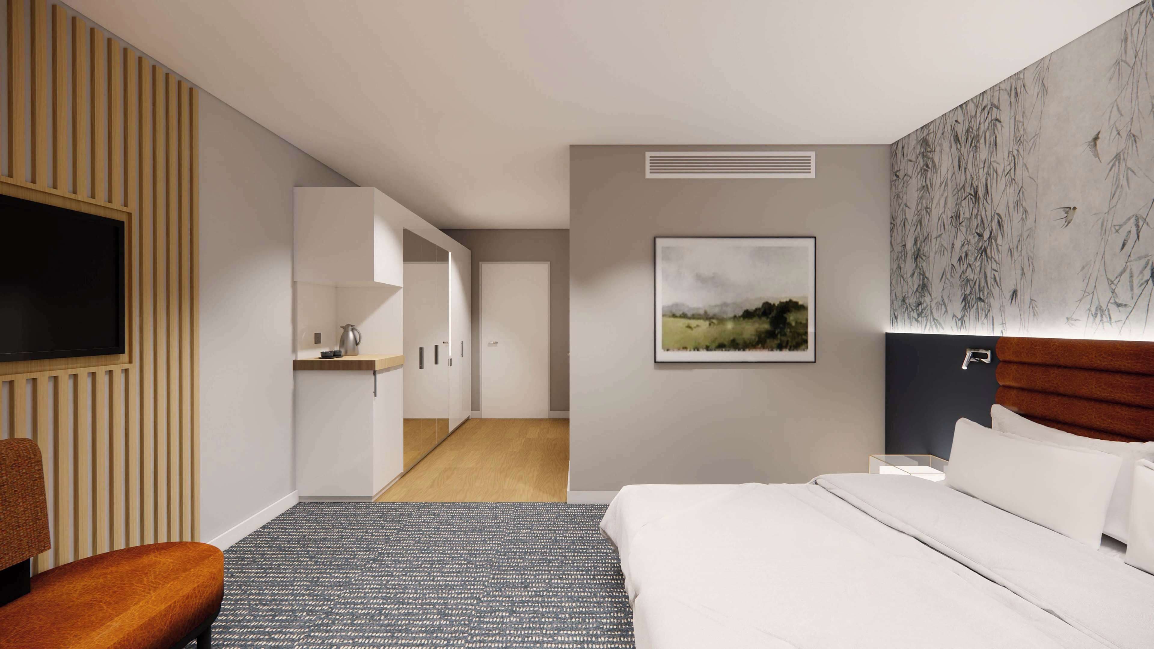 华丽客房, 1 张特大床 | 防过敏的被褥、客房内保险箱、办公桌、笔记本电脑工作区