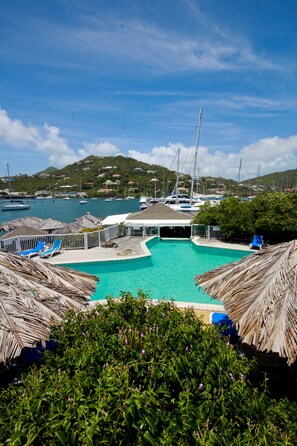 Outdoor pool, pool umbrellas