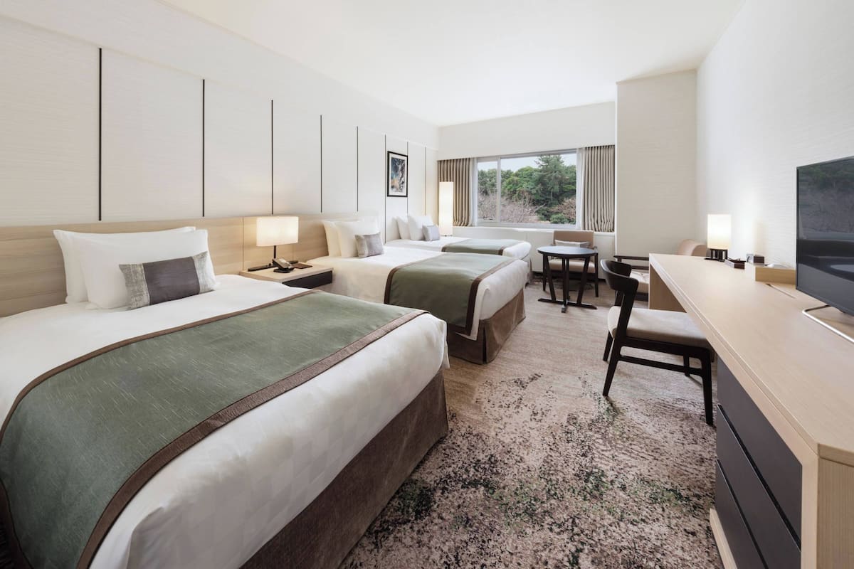 Camera Deluxe con 2 letti singoli, non fumatori, vista giardino (with Extra Bed) | Copriletto in piuma, una cassaforte in camera, tende oscuranti