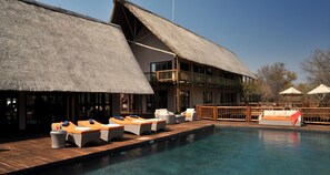 Outdoor pool, sun loungers