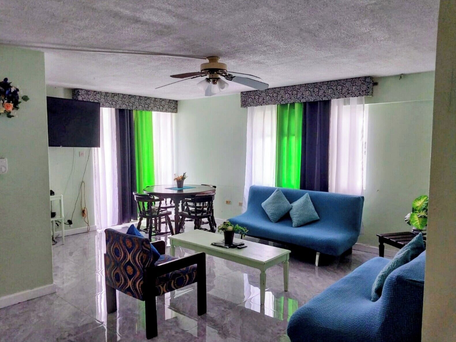 Family Condo, Multiple Beds, Accessible, Partial Ocean View with balcony | Living area | 50-inch LED TV with cable channels, TV