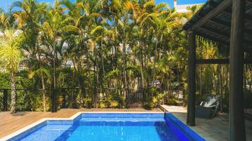 Outdoor pool, pool loungers