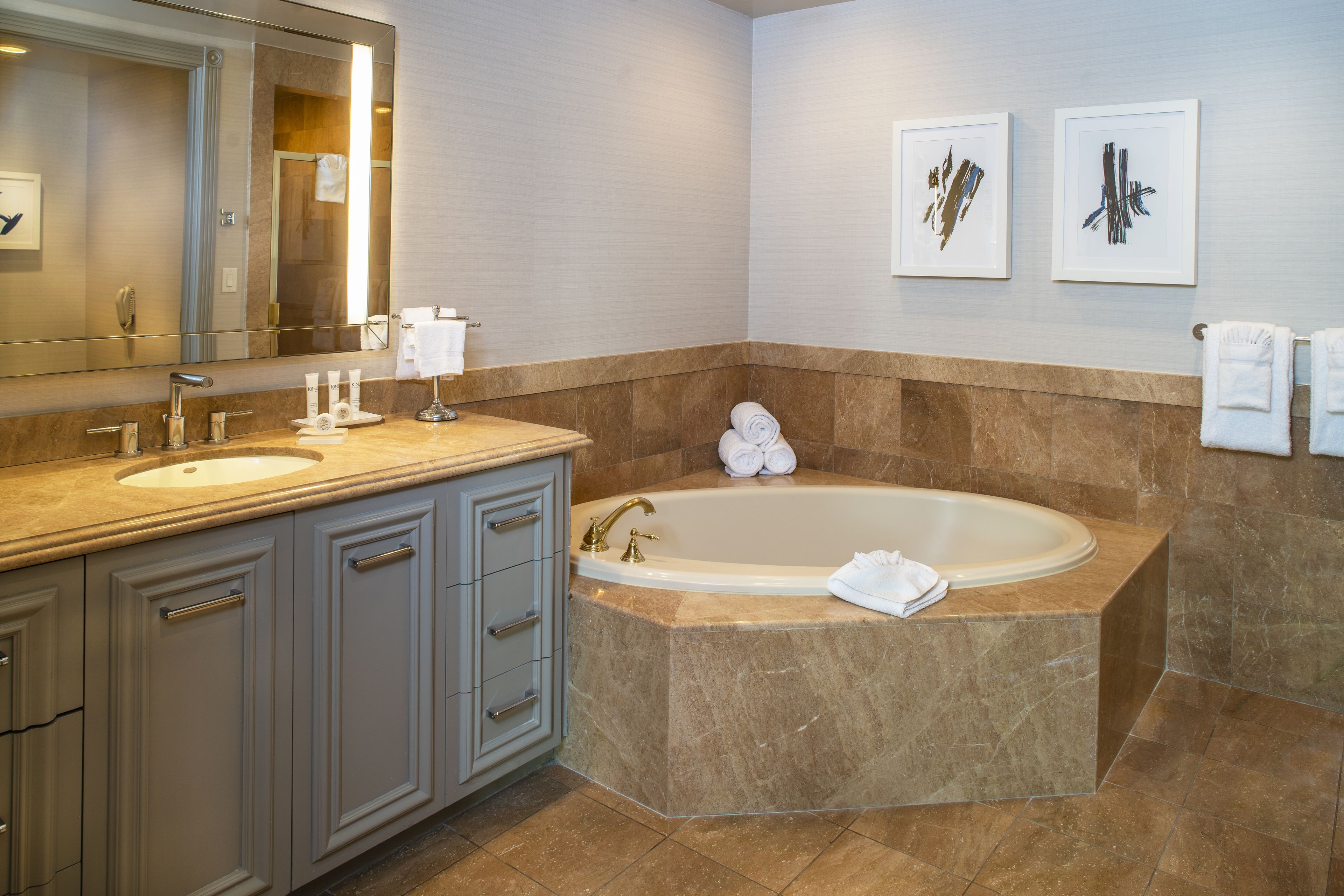 combined shower/bathtub, free toiletries, hair dryer, towels