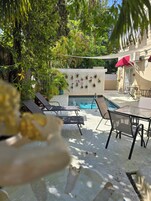 Outdoor pool, sun loungers