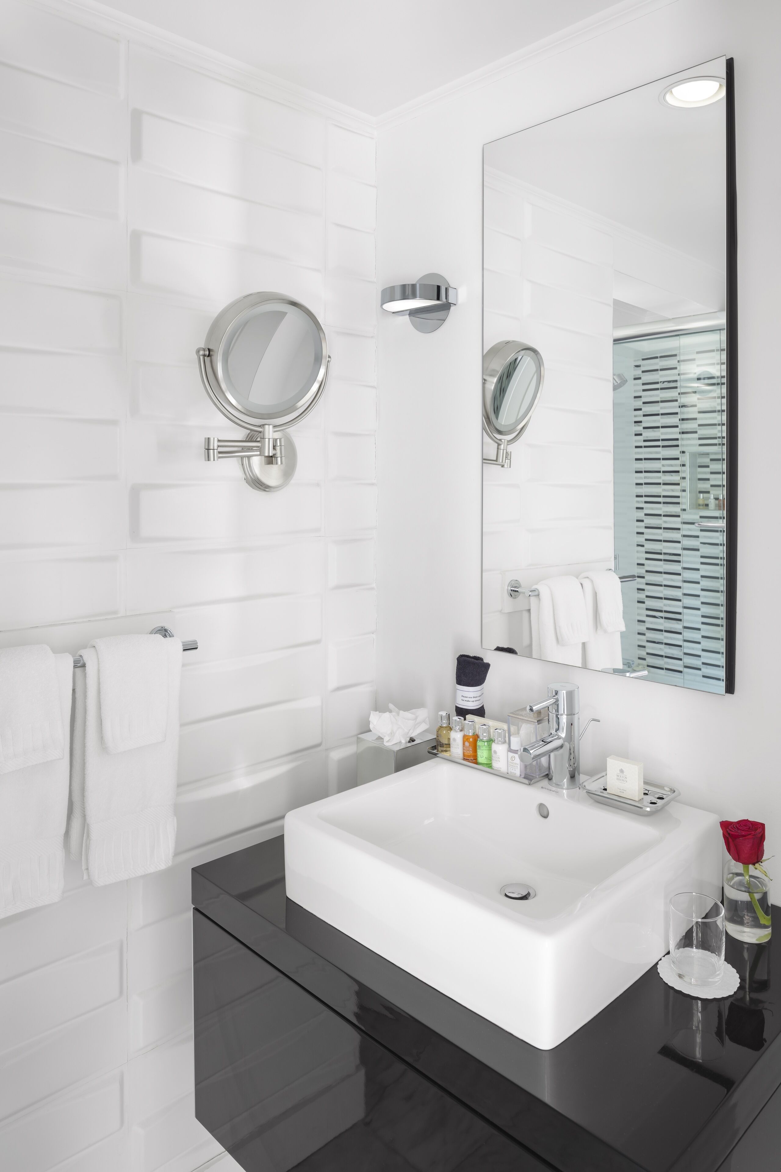 harbor view king | bathroom | designer toiletries, hair dryer, bathrobes, slippers