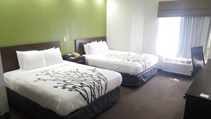 Standard Room, 2 Queen Beds, Non Smoking | Desk, iron/ironing board, free WiFi, bed sheets