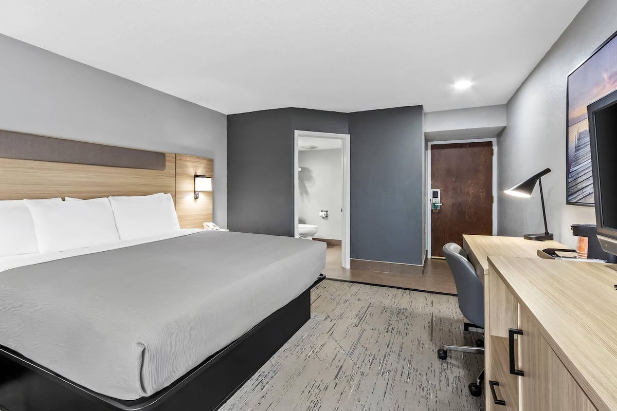 Suite, 1 King Bed, Non-Smoking | Desk, blackout drapes, iron/ironing board, free cribs/infant beds