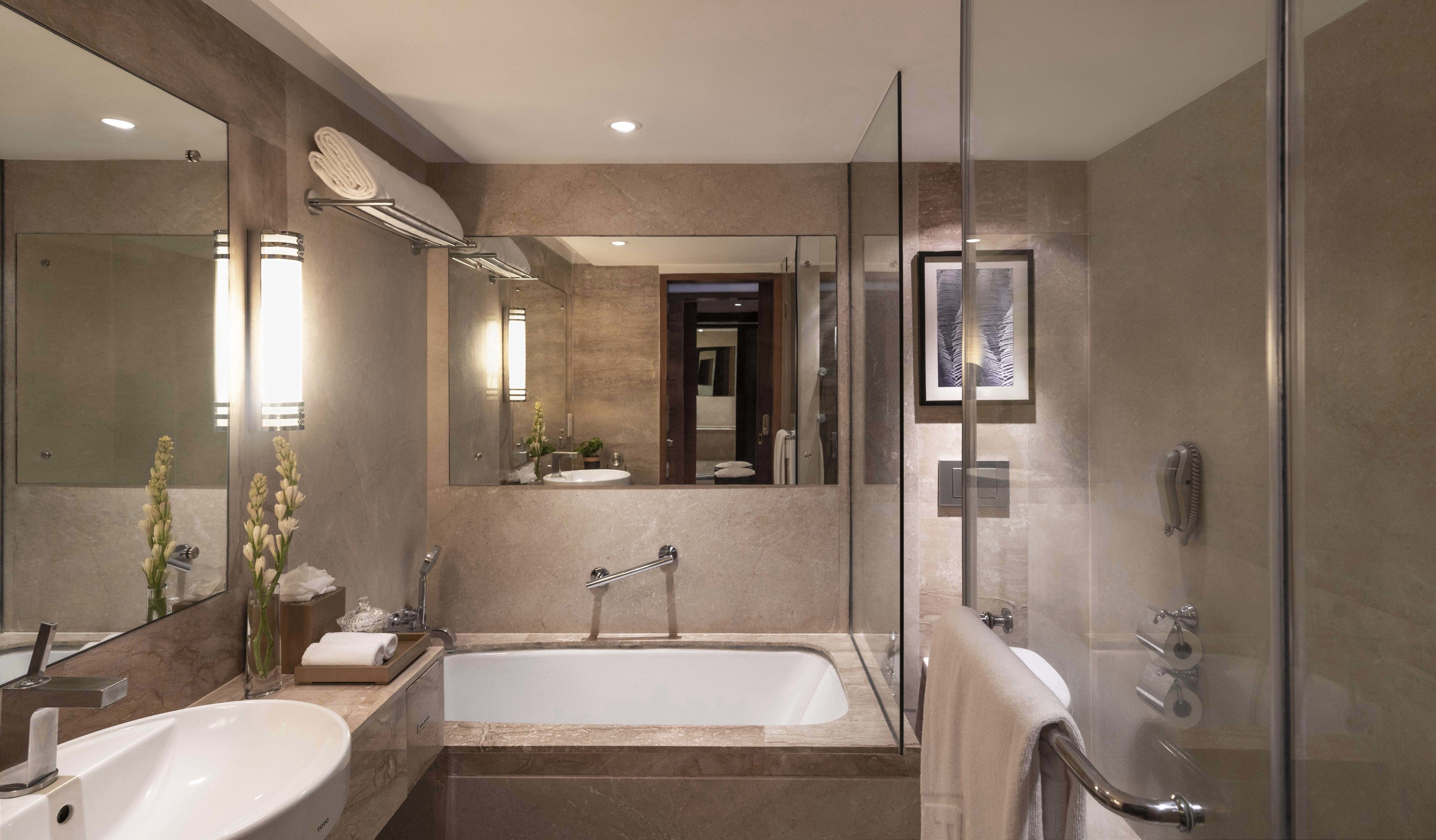 free toiletries, hair dryer, bathrobes, slippers