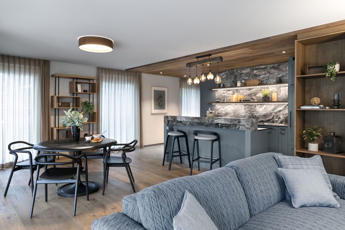 One-Bedroom Mountain Loft | Living area | LCD TV