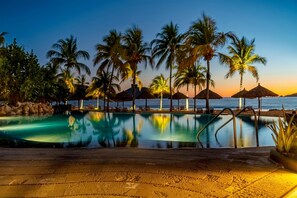 3 outdoor pools, pool umbrellas, pool loungers - Thompson Zihuatanejo, A Beach Resort, by Hyatt (Zihuatanejo)