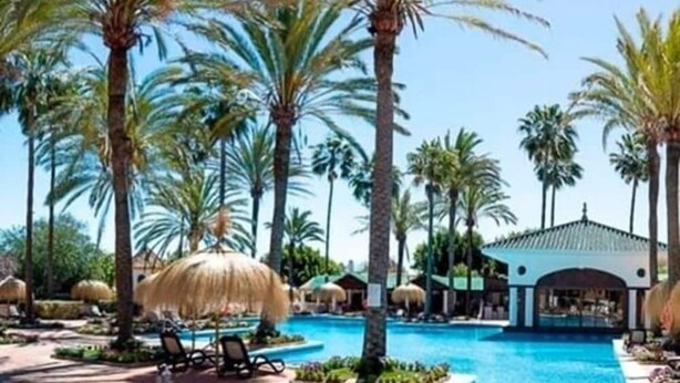 Outdoor pool, pool umbrellas, pool loungers - Hotel San Roque (San Roque)