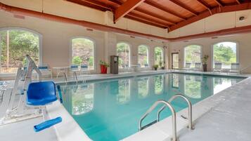 Indoor pool, open 8 AM to 9 PM, sun loungers