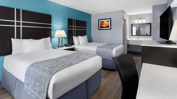 Standard Room, 2 Double Beds, Non Smoking | In-room safe, desk, iron/ironing board, free WiFi