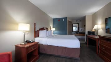 Desk, blackout drapes, soundproofing, iron/ironing board