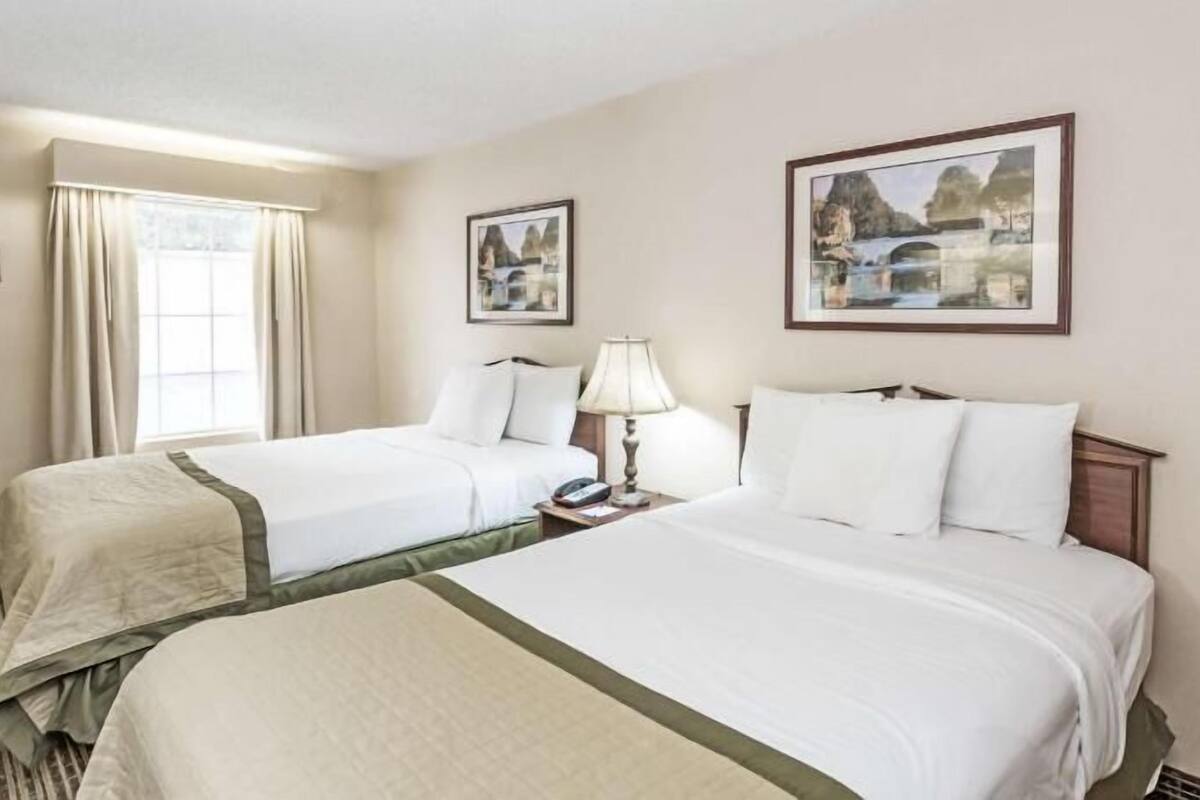 Premium bedding, desk, blackout curtains, soundproofing