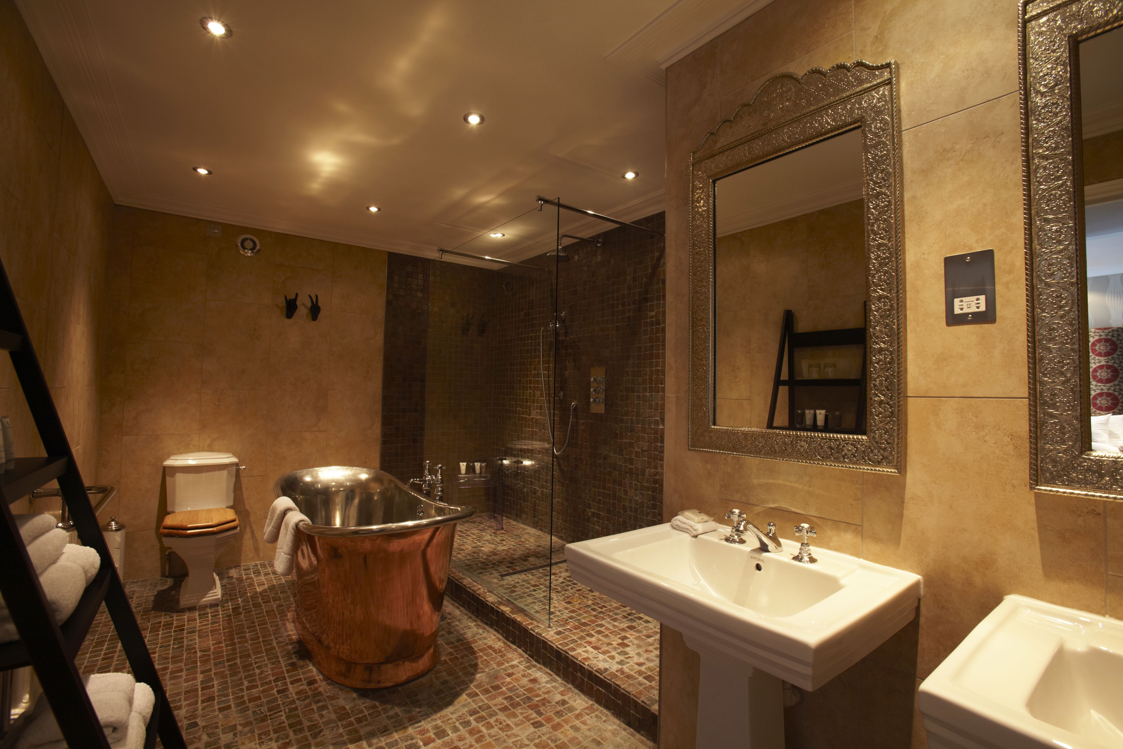 signature superior rooms | bathroom | designer toiletries, hair dryer, towels