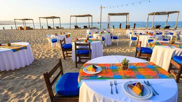 On the beach, white sand, free beach cabanas, kayaking