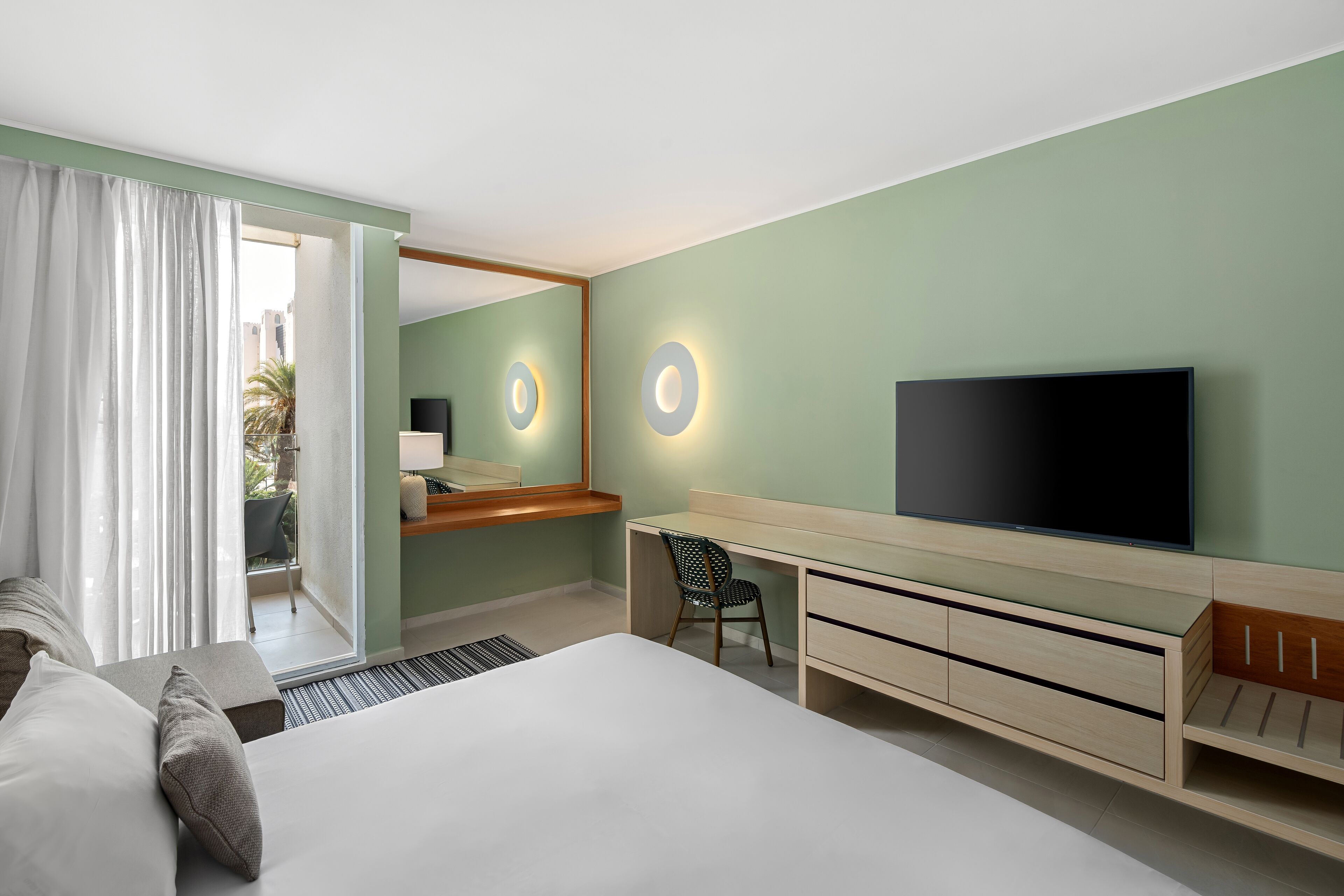 pool view room | minibar, in-room safe, desk, iron/ironing board