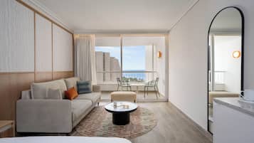 Renovated Olympic Studio Room with Pool-View Balcony | Minibar, in-room safe, desk, iron/ironing board