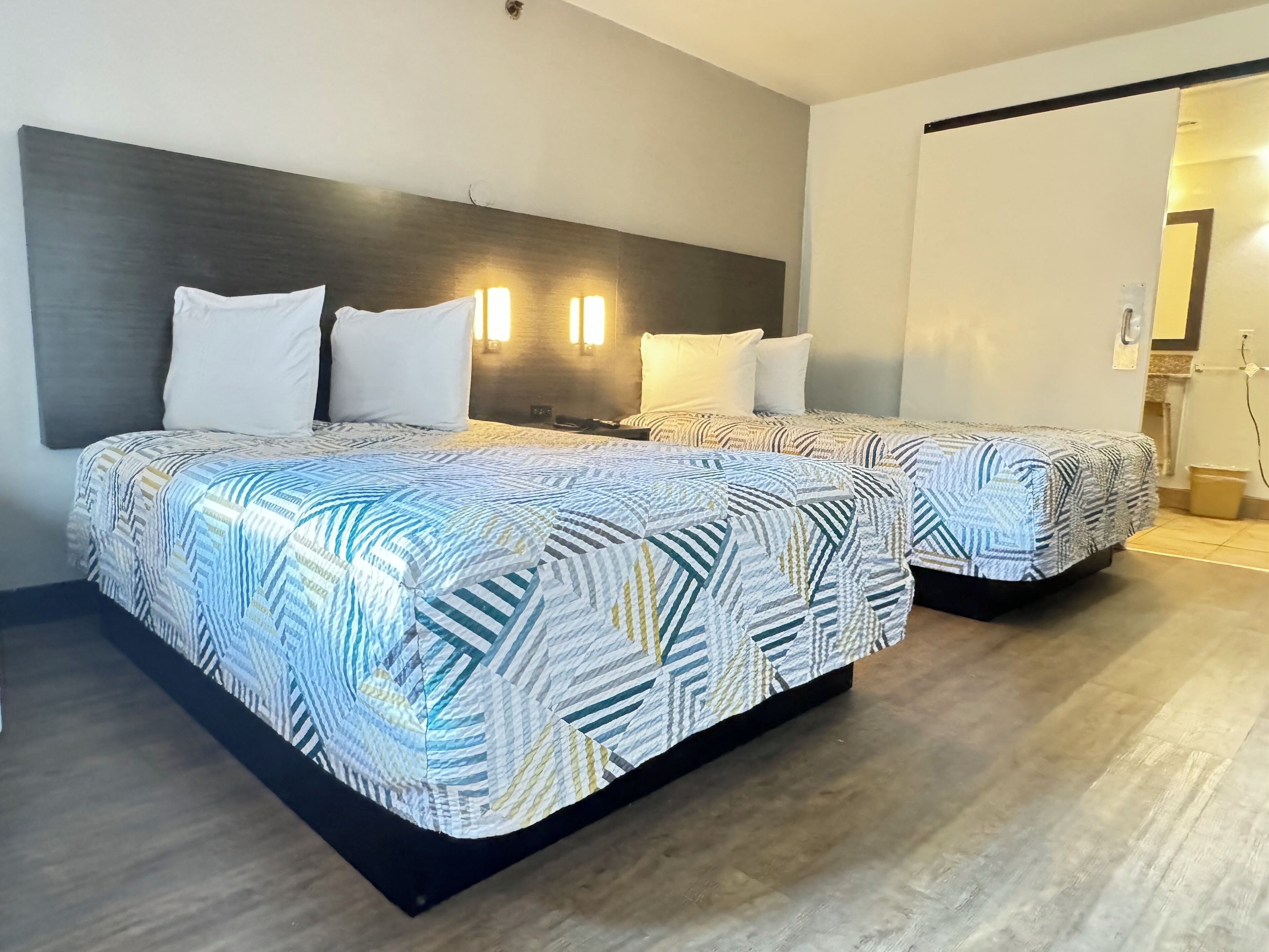 Standard Room, 2 Double Beds, Accessible, Non Smoking | Desk, laptop workspace, iron/ironing board, free WiFi