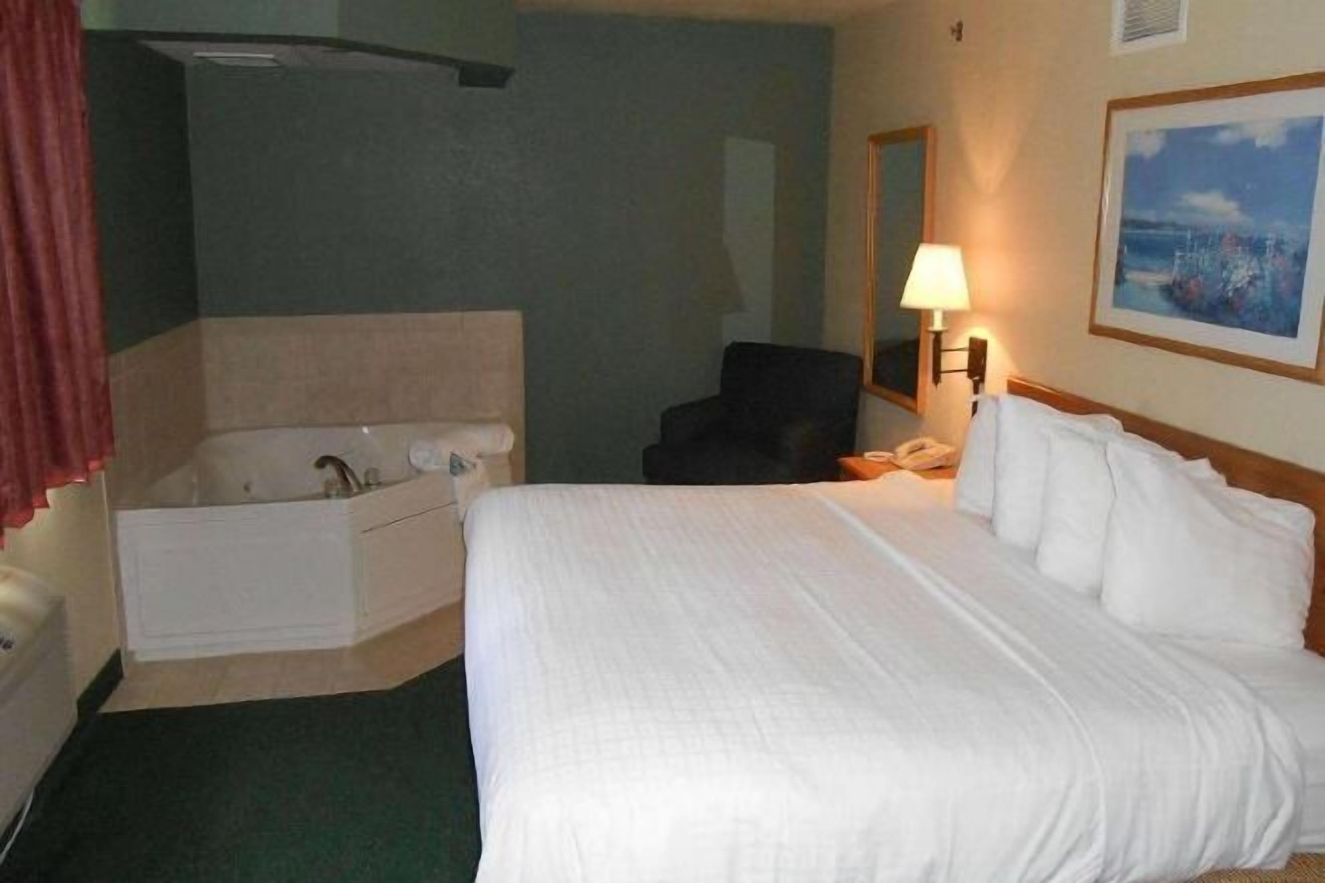 Desk, blackout drapes, soundproofing, iron/ironing board