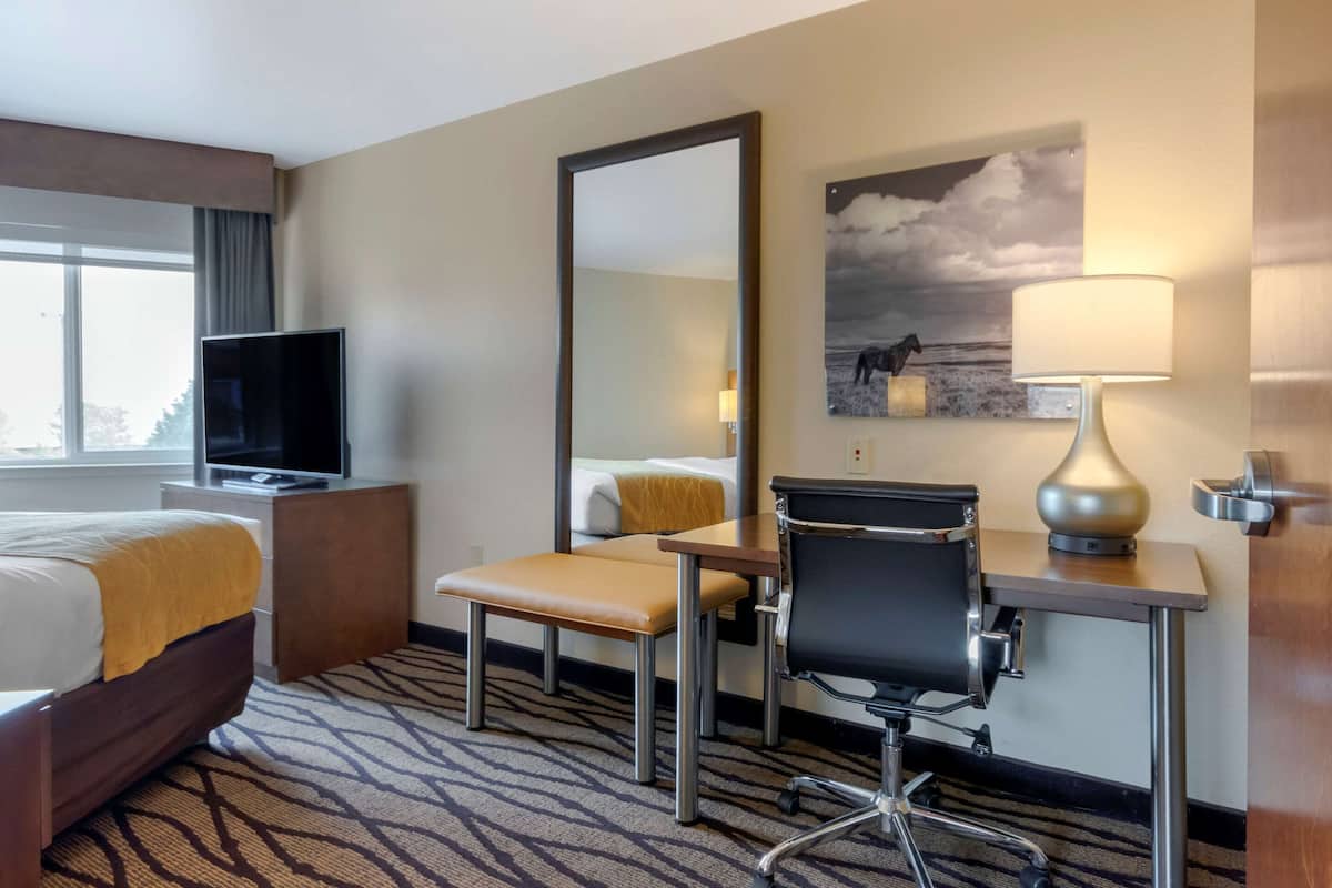 Pillow-top beds, desk, blackout curtains, iron/ironing board
