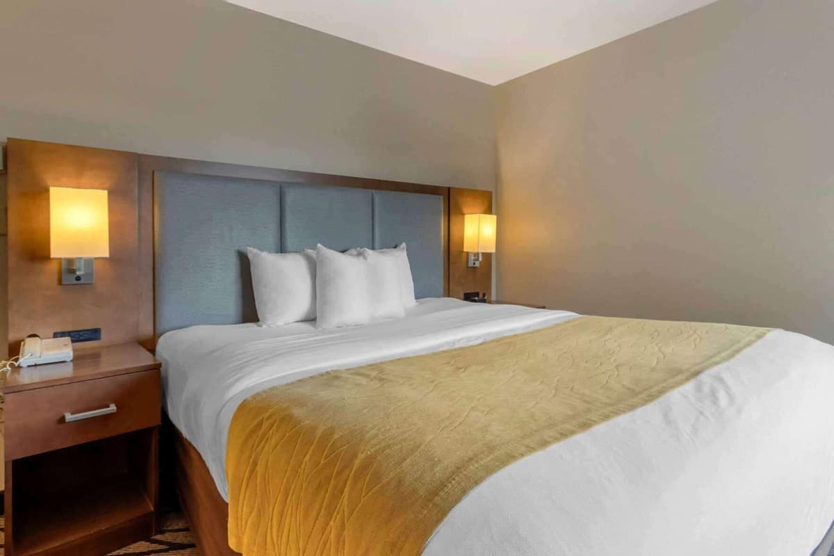 Camas con pillow-top, escritorio y cortinas blackout
