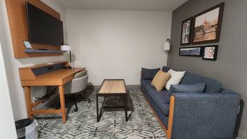 Premium bedding, pillowtop beds, desk, blackout drapes