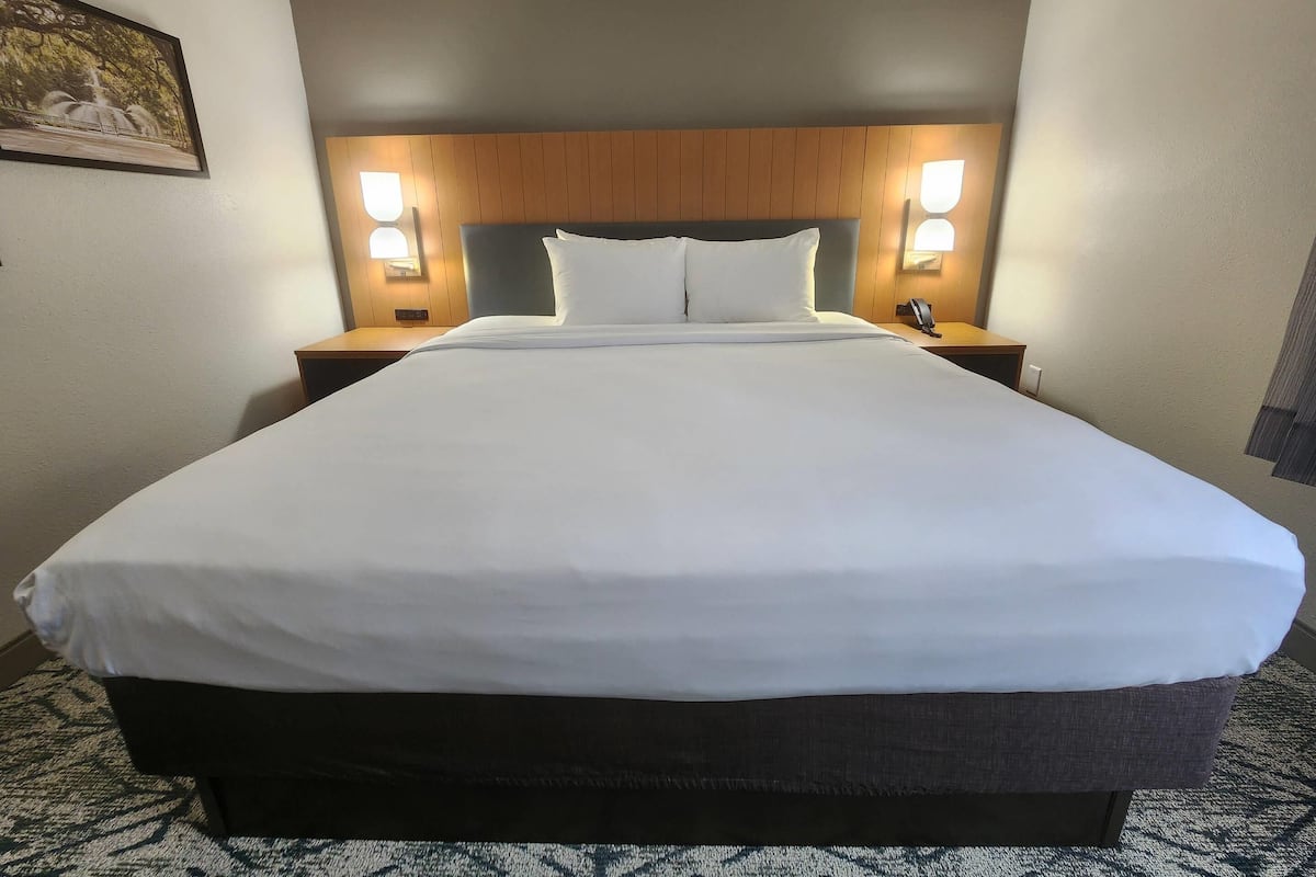 1 bedroom, premium bedding, desk, blackout curtains