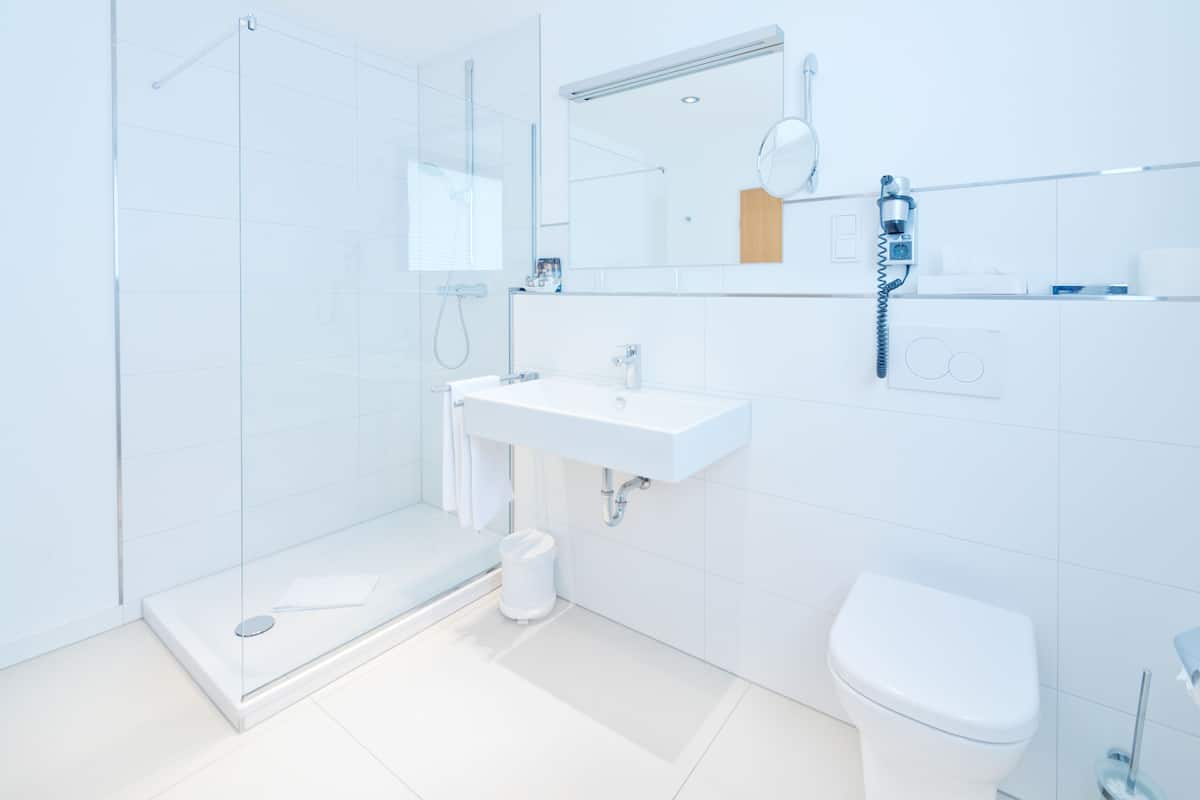 free toiletries, hair dryer, towels, soap