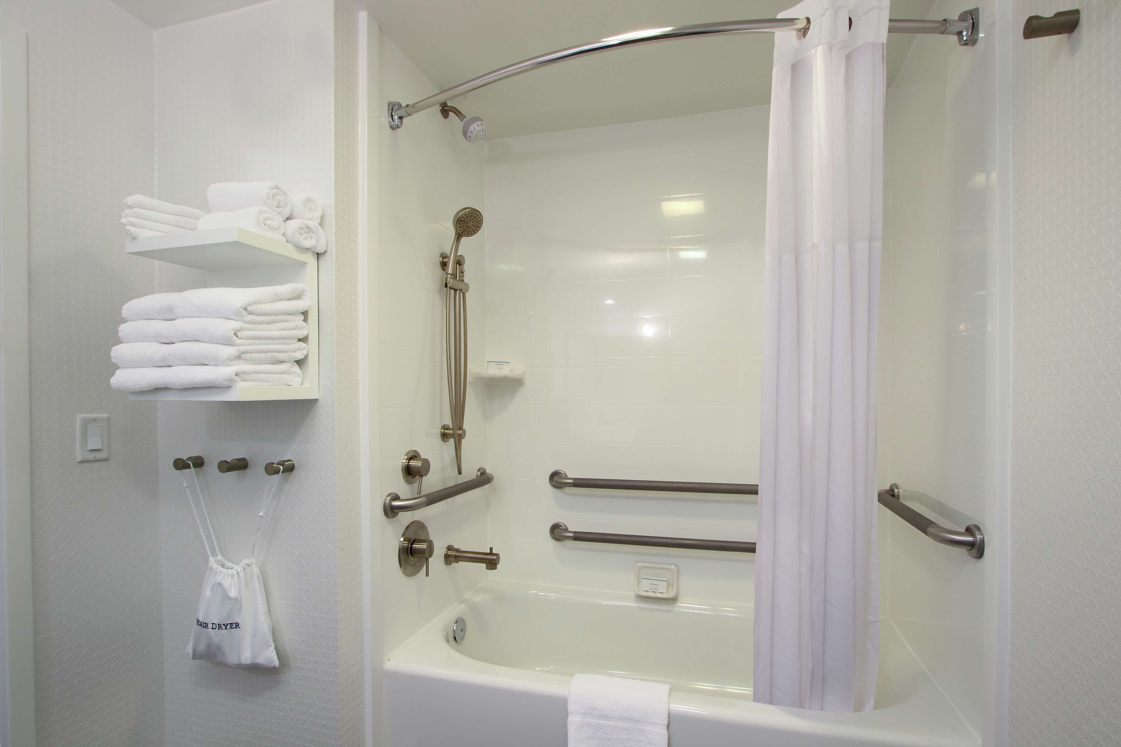 free toiletries, hair dryer, towels