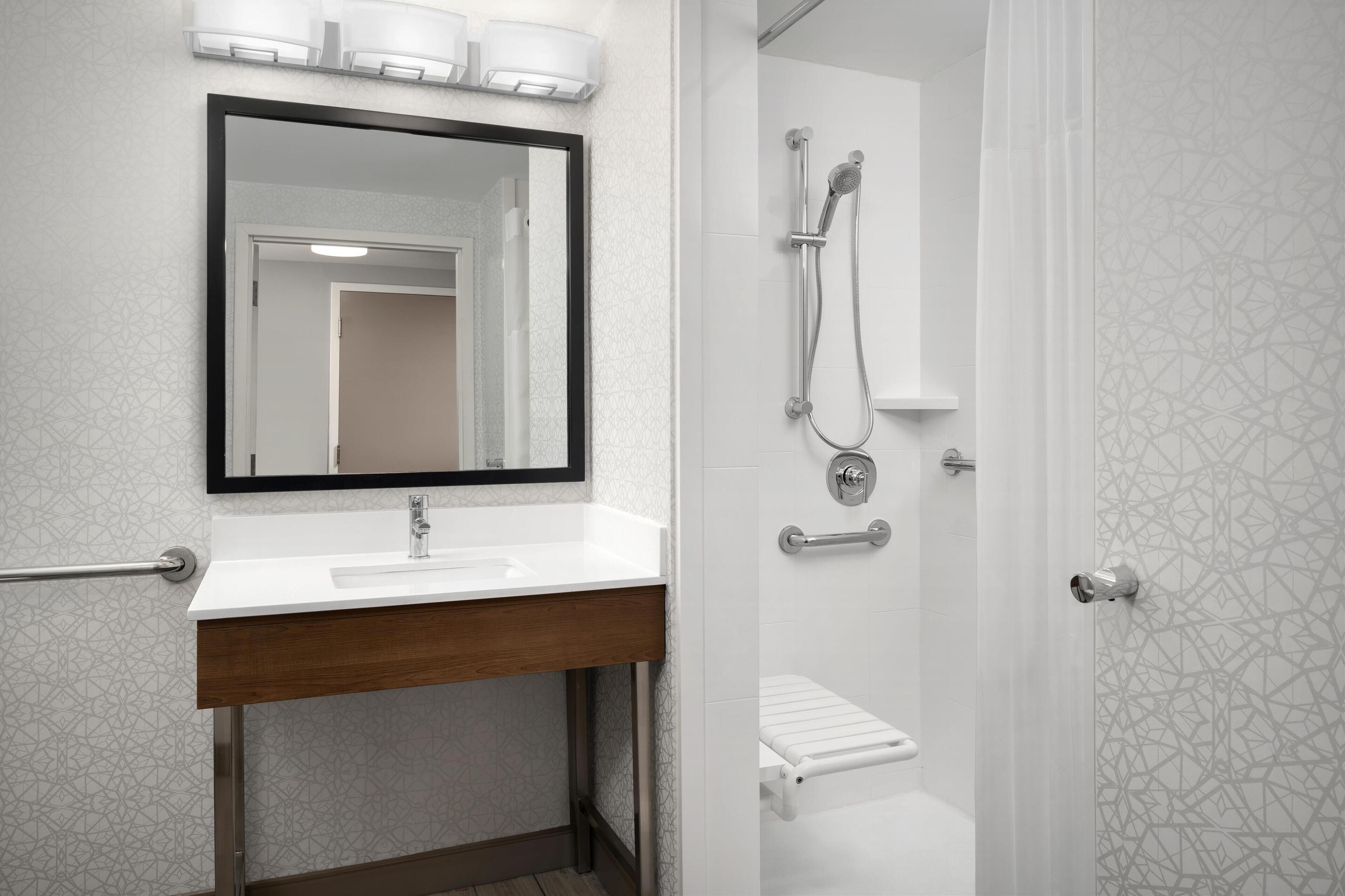 room, 1 king bed, accessible, non smoking | bathroom shower