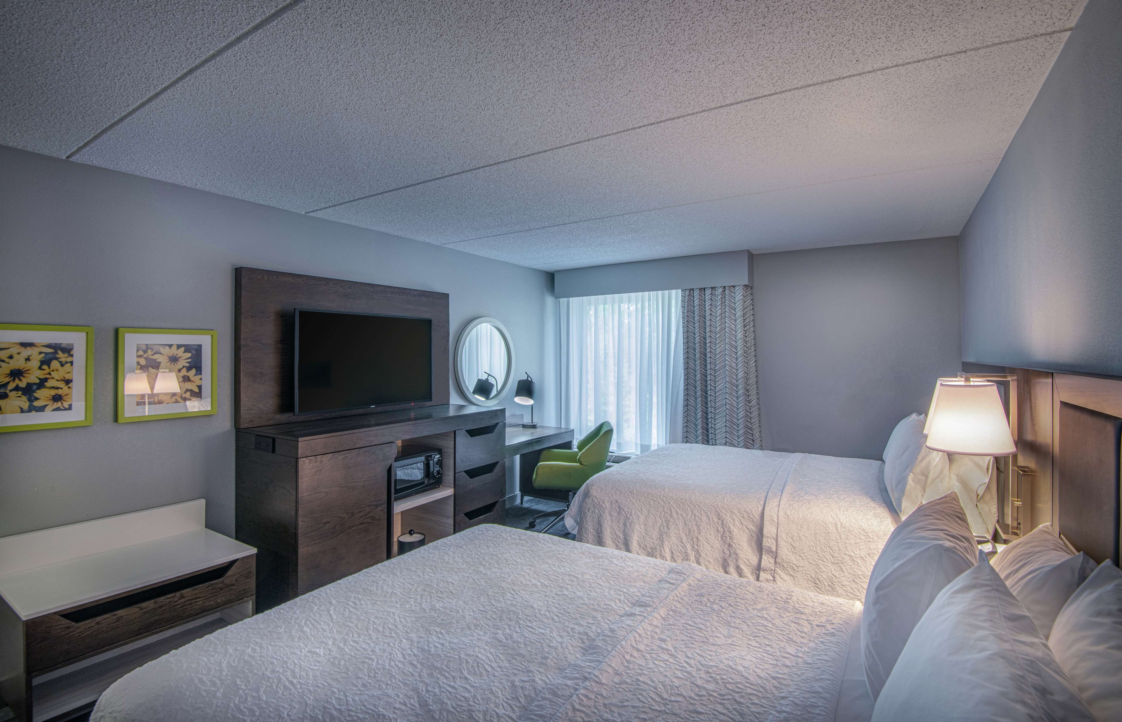 room, 2 queen beds, non smoking | in-room safe, desk, laptop workspace, iron/ironing board