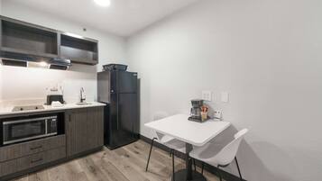 Fridge, microwave, coffee/tea maker