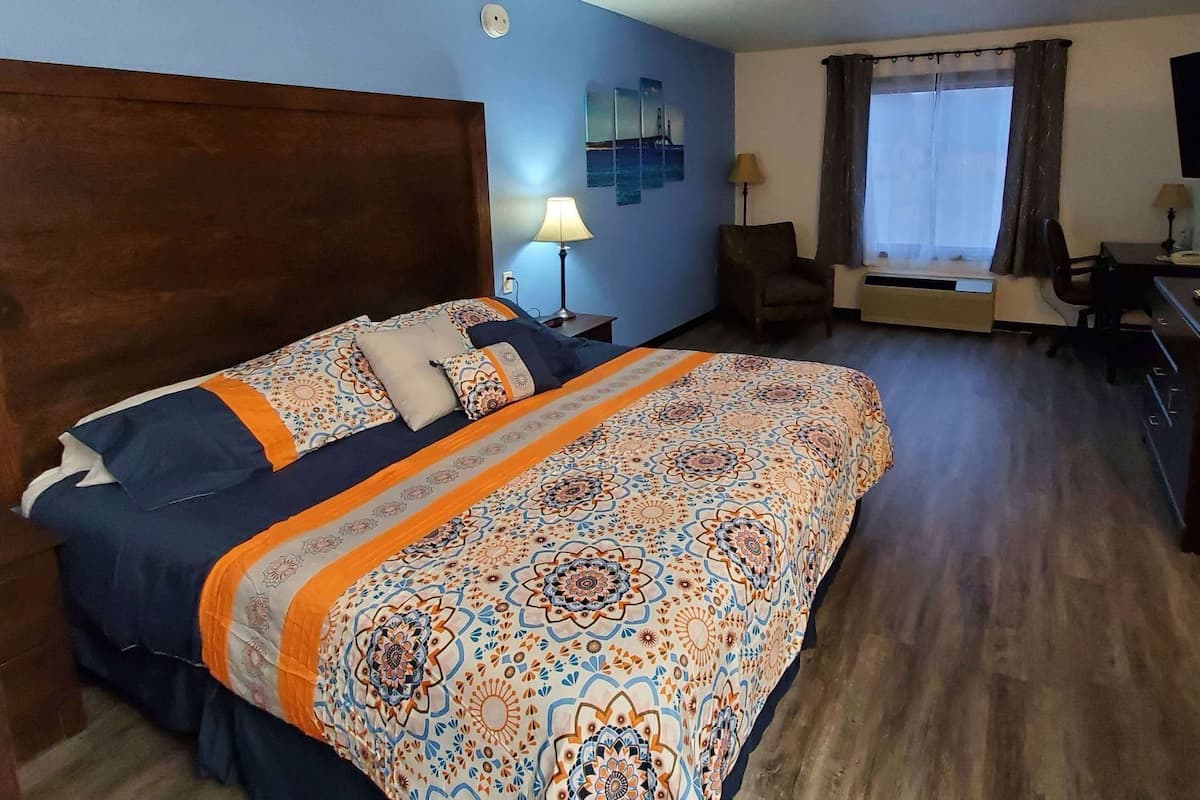 Blackout drapes, iron/ironing board, free WiFi, bed sheets