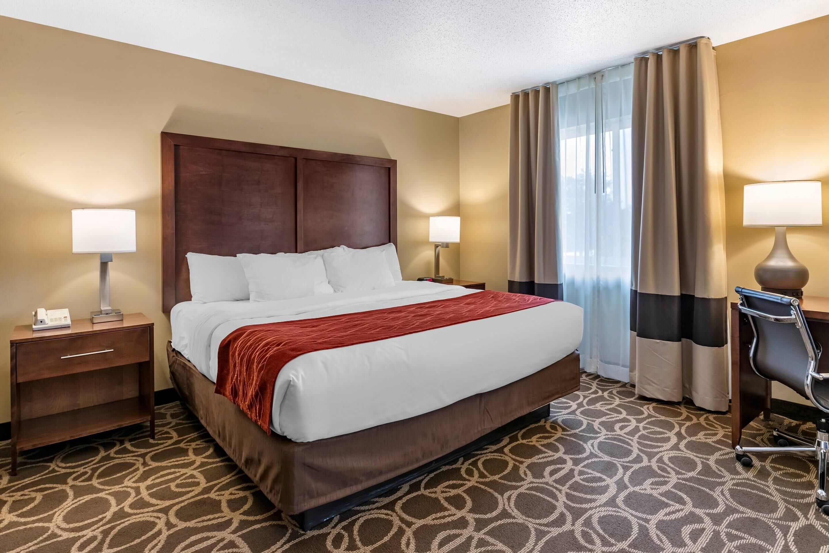 desk, blackout curtains, soundproofing, iron/ironing board