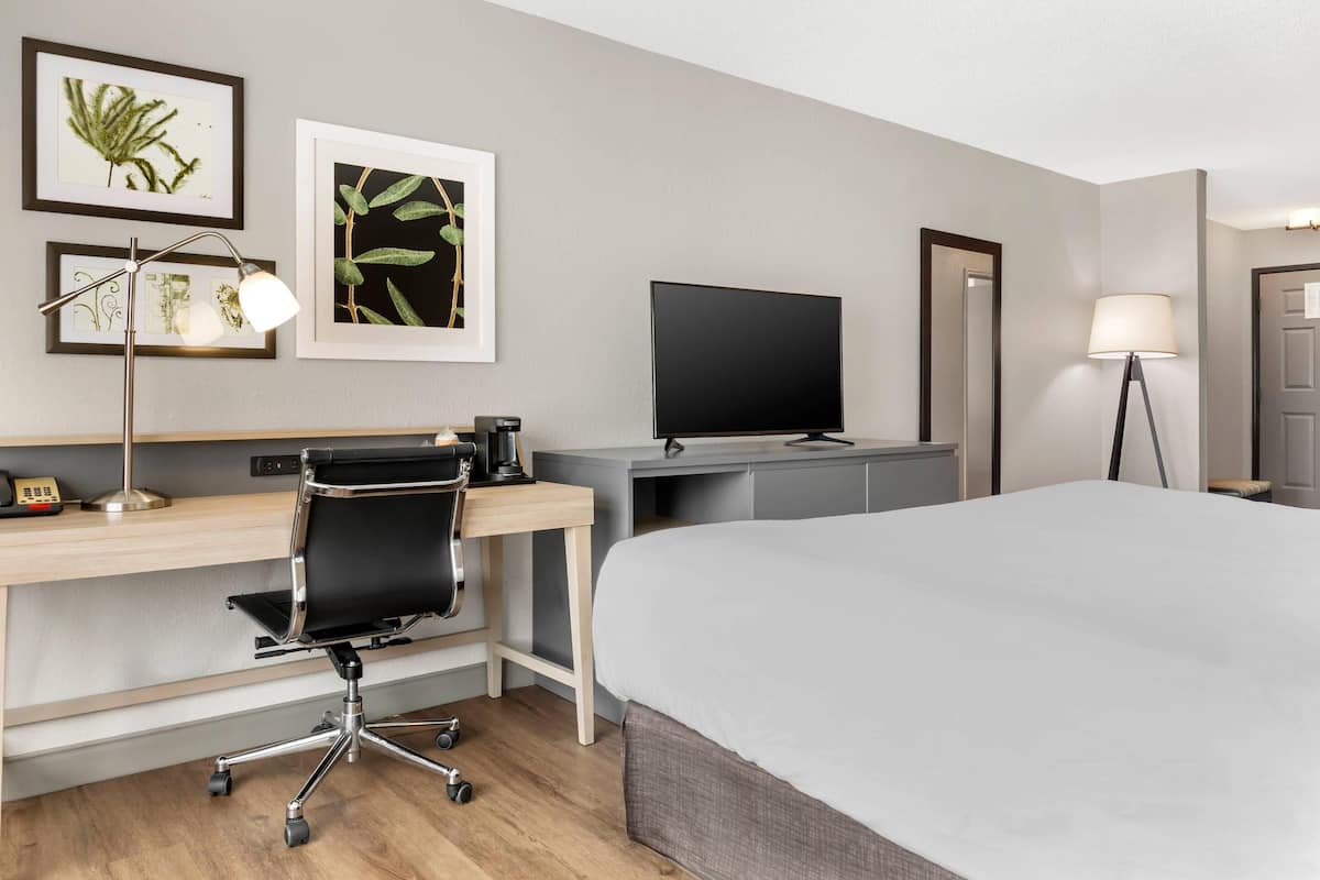 Room, 1 King Bed, Non Smoking, Jetted Tub | Premium bedding, desk, blackout drapes, iron/ironing board