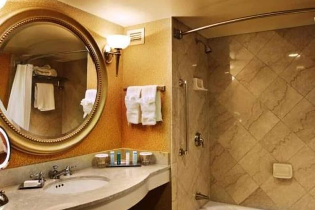 Bathroom | Shower, free toiletries, hair dryer, towels