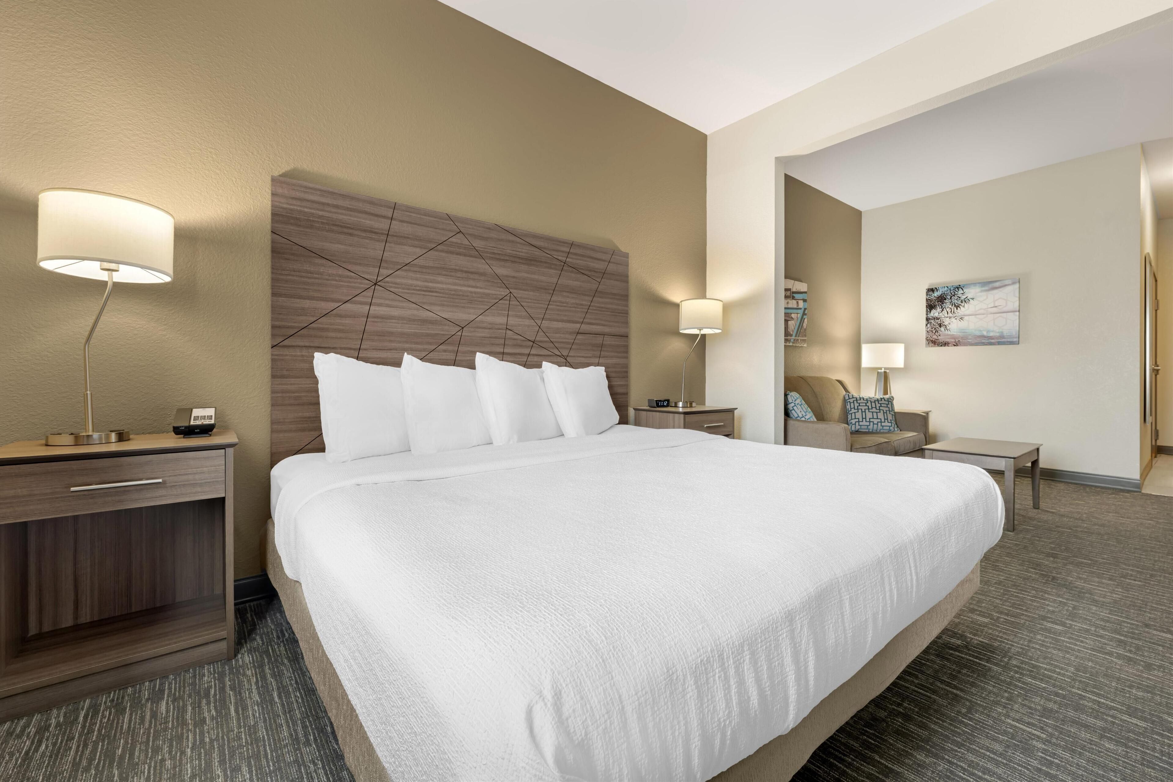 suite, 1 king bed with sofa bed, accessible, non smoking (with sofabed) | desk, laptop workspace, blackout curtains, iron/ironing board