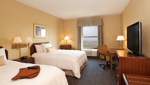 Premium bedding, down comforters, desk, laptop workspace