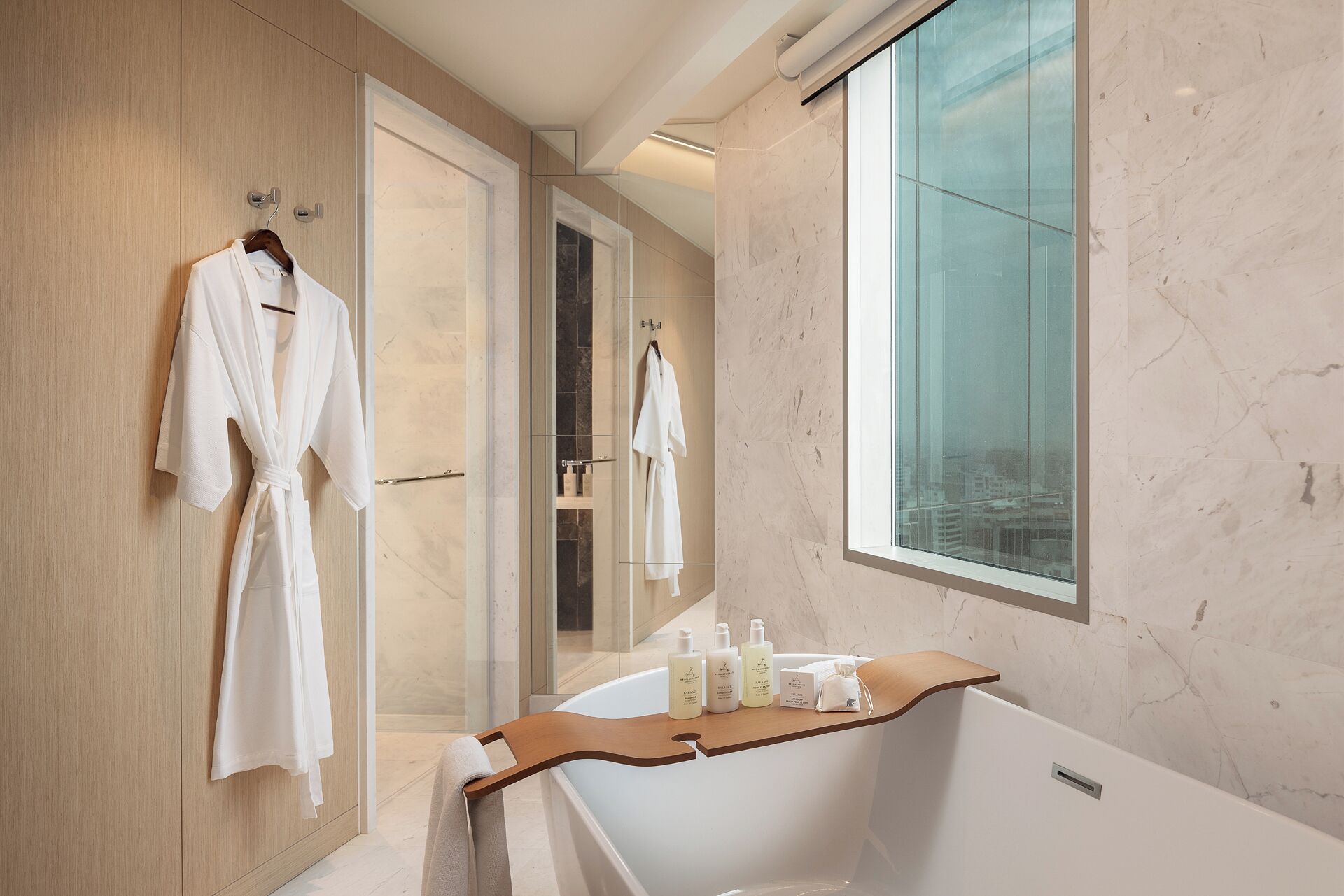 Bañera y ducha independientes, artículos de tocador de diseñador