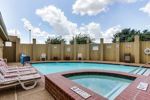 Outdoor pool, sun loungers