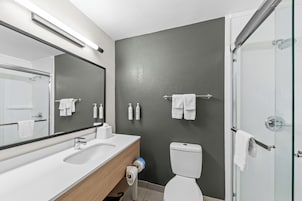Bañera con ducha, artículos de tocador gratuitos, secador de pelo