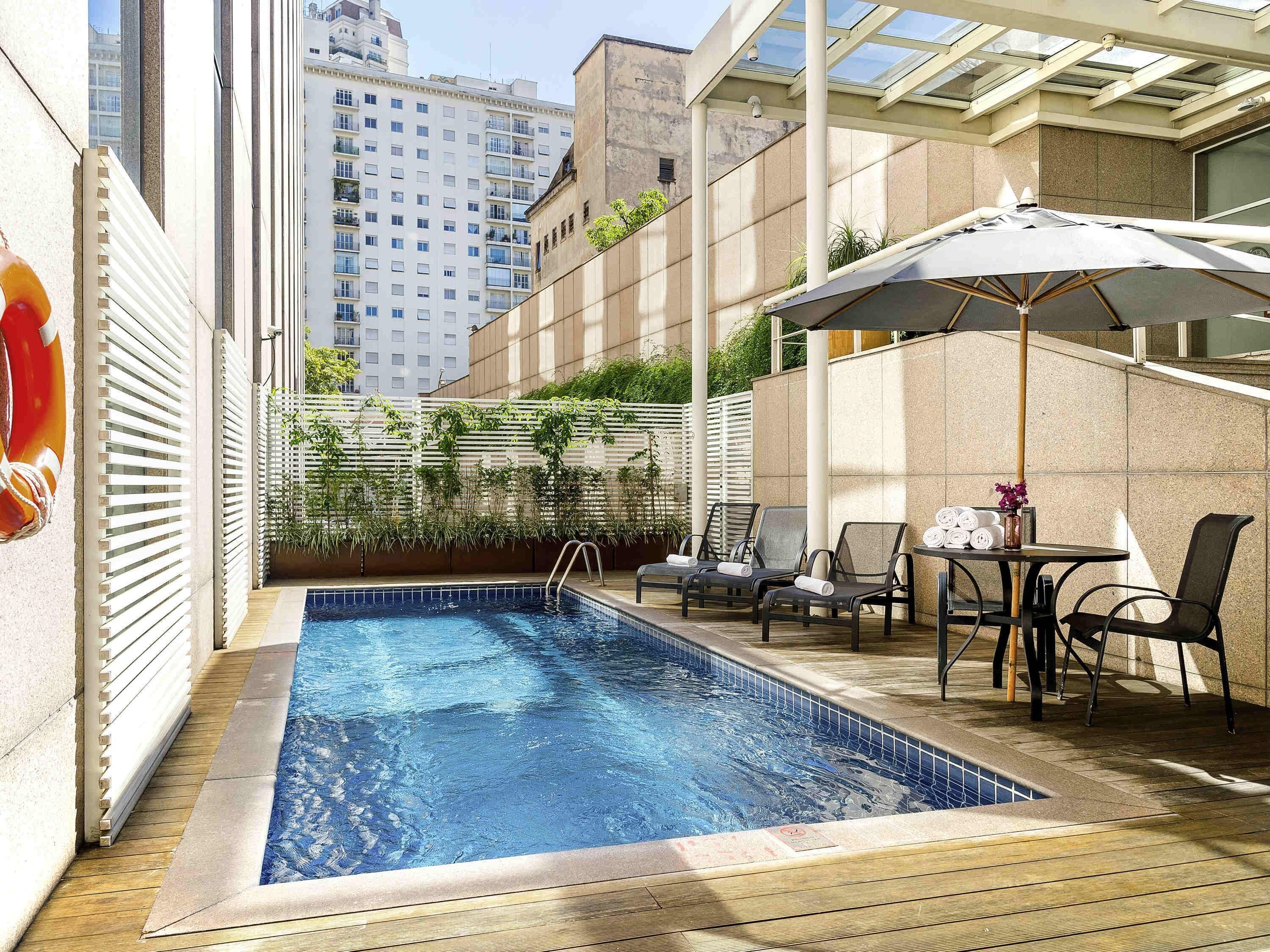 Outdoor pool, sun loungers