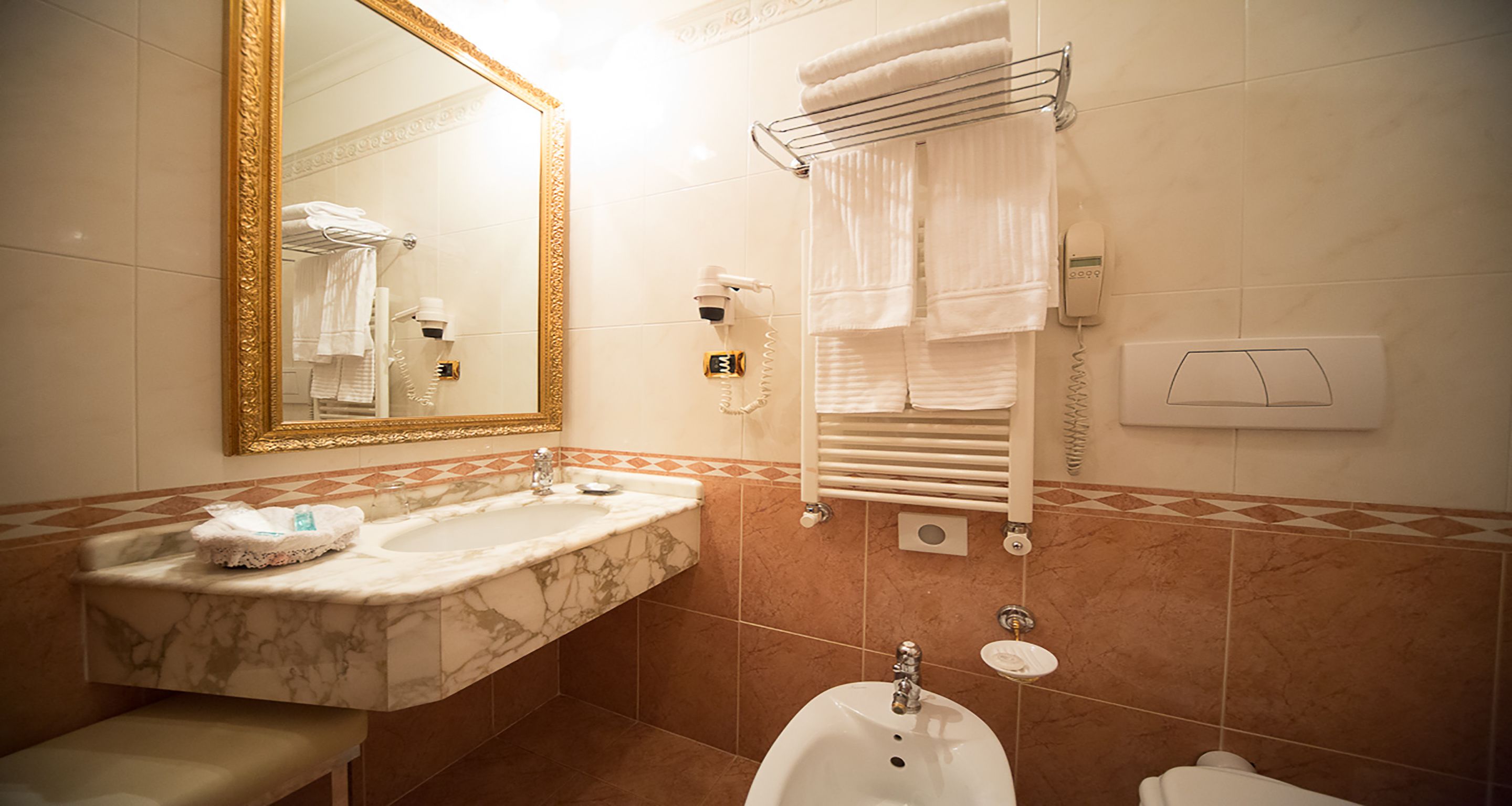 shower, free toiletries, hair dryer, bidet