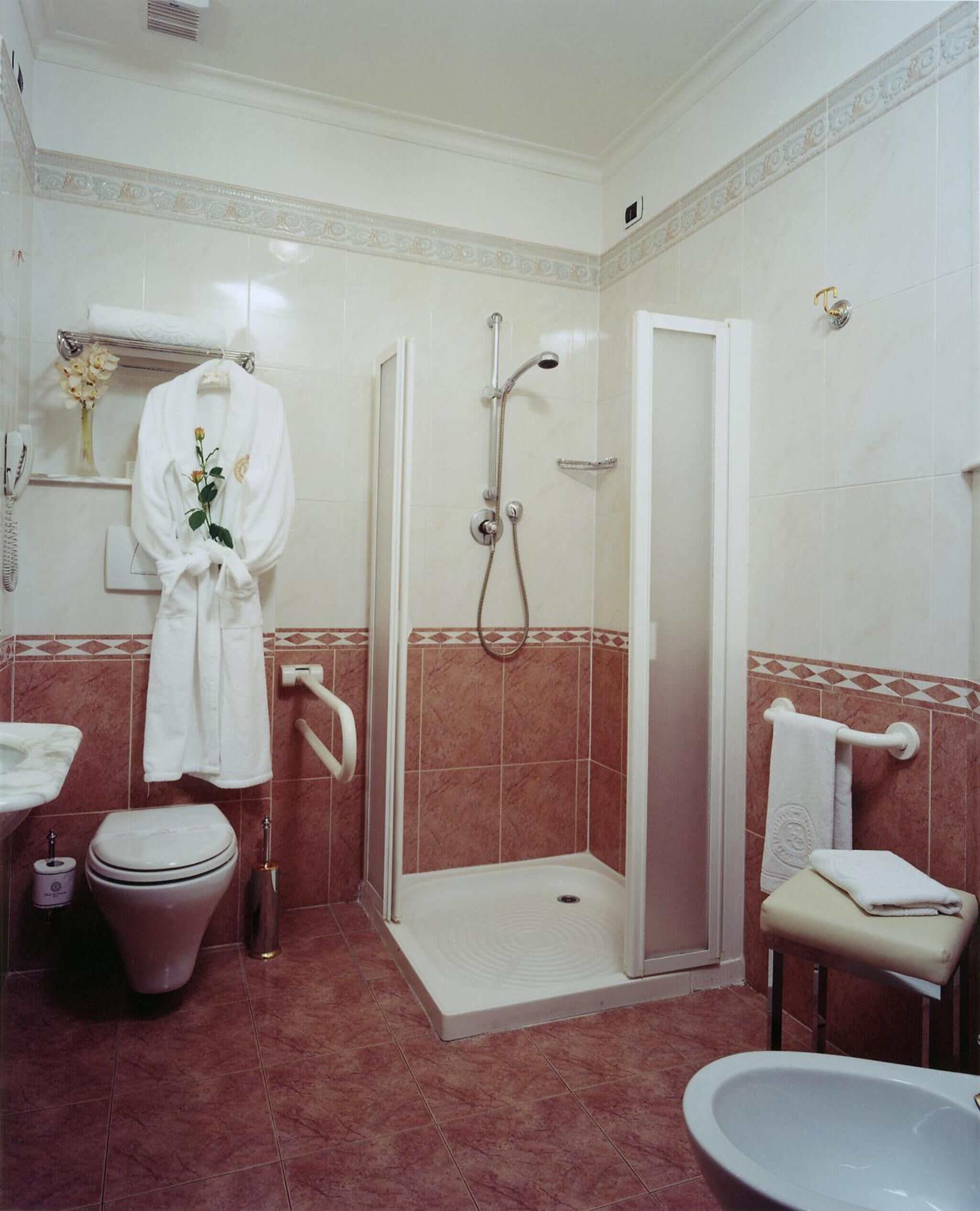 shower, free toiletries, hair dryer, bidet