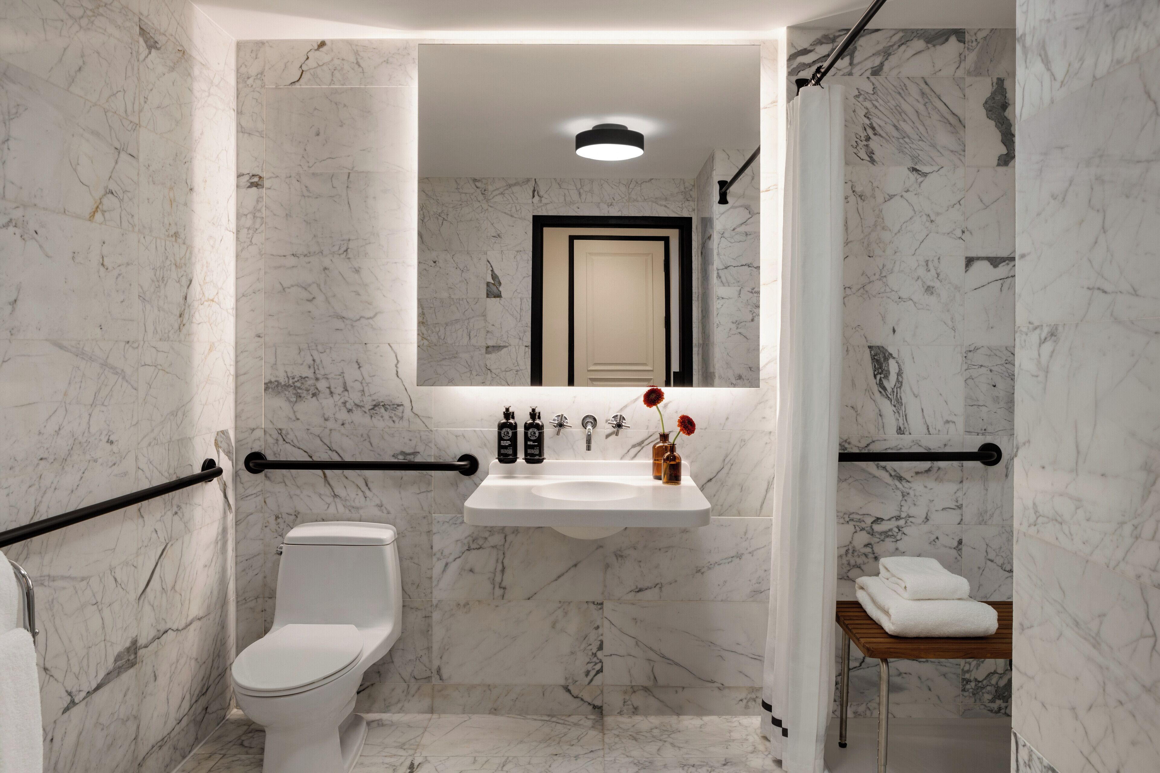 King Deluxe Mobility/Hearing Accessible with Roll-In Shower | Bathroom