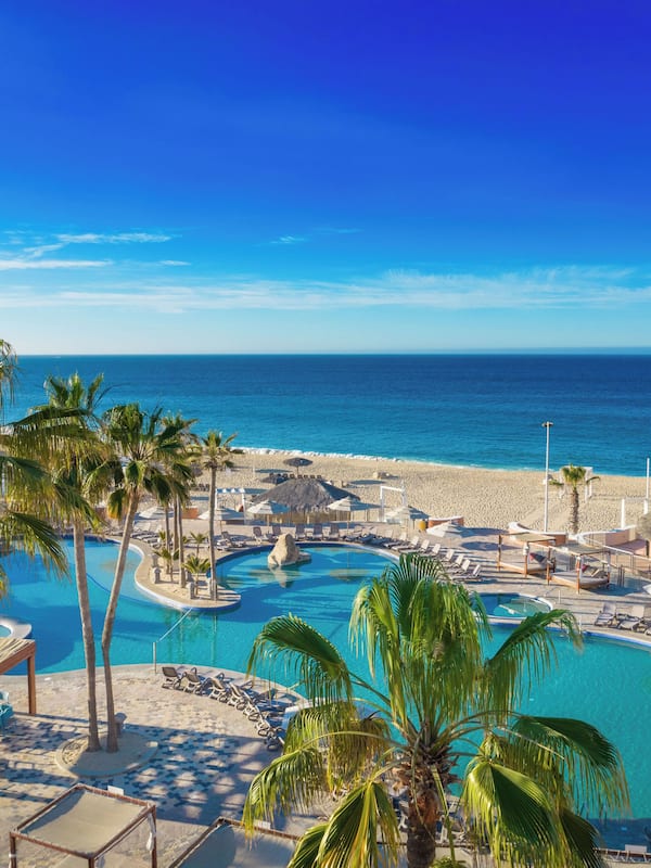 On the beach, sun loungers, beach umbrellas, beach towels