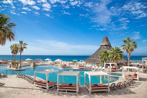 3 outdoor pools, pool umbrellas, sun loungers - Sandos Finisterra All Inclusive (Cabo San Lucas)